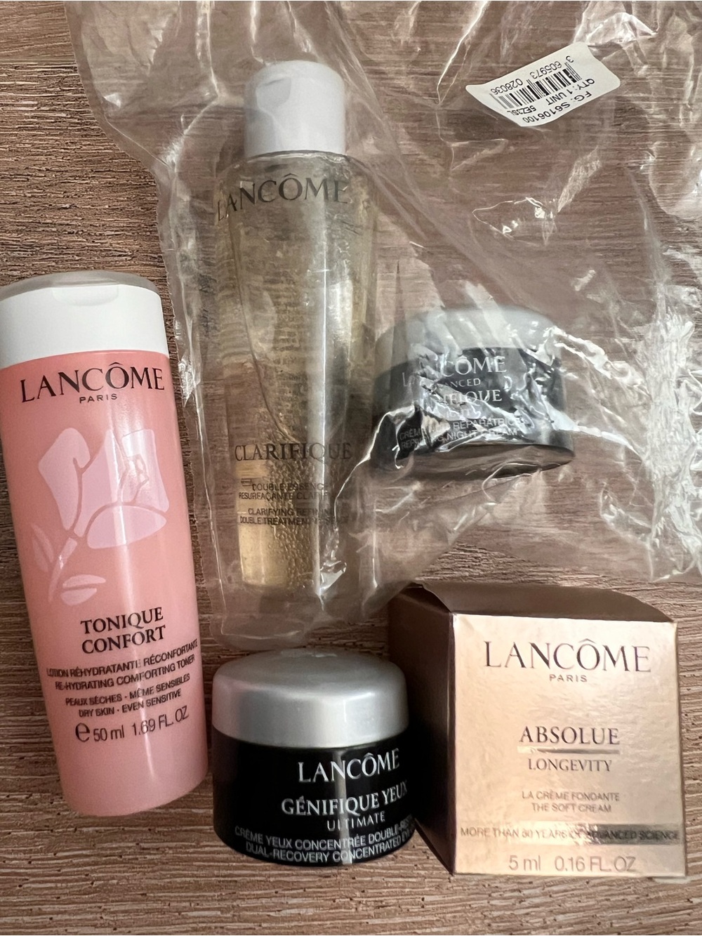 NEW! Lancôme travel mini Set genifique yeux absolue clarifique toner cream 4pc